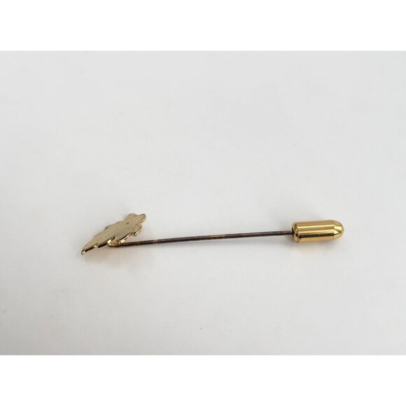 Leaf Shaped Gold Toned Classic Vintage Stick Pin | Hat Pin | Lapel Pin - Picture 8 of 9